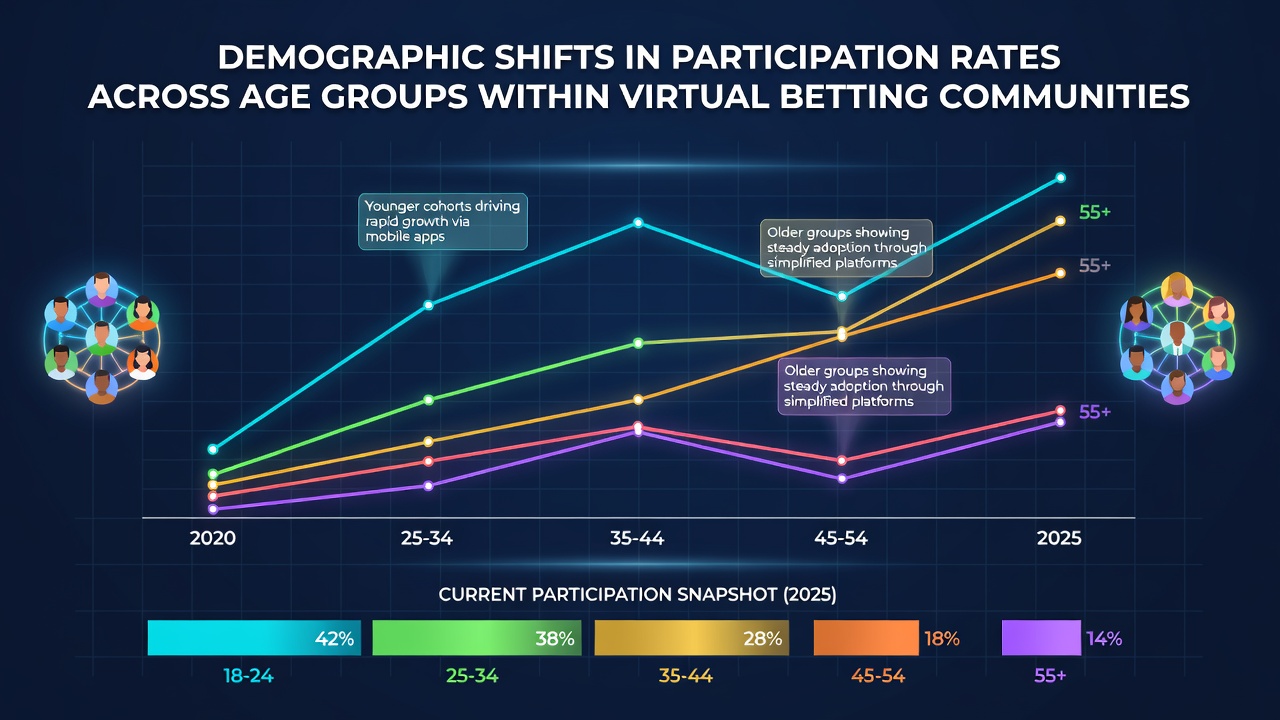 Graph illustrating participation rate changes by age group in online gambling communities