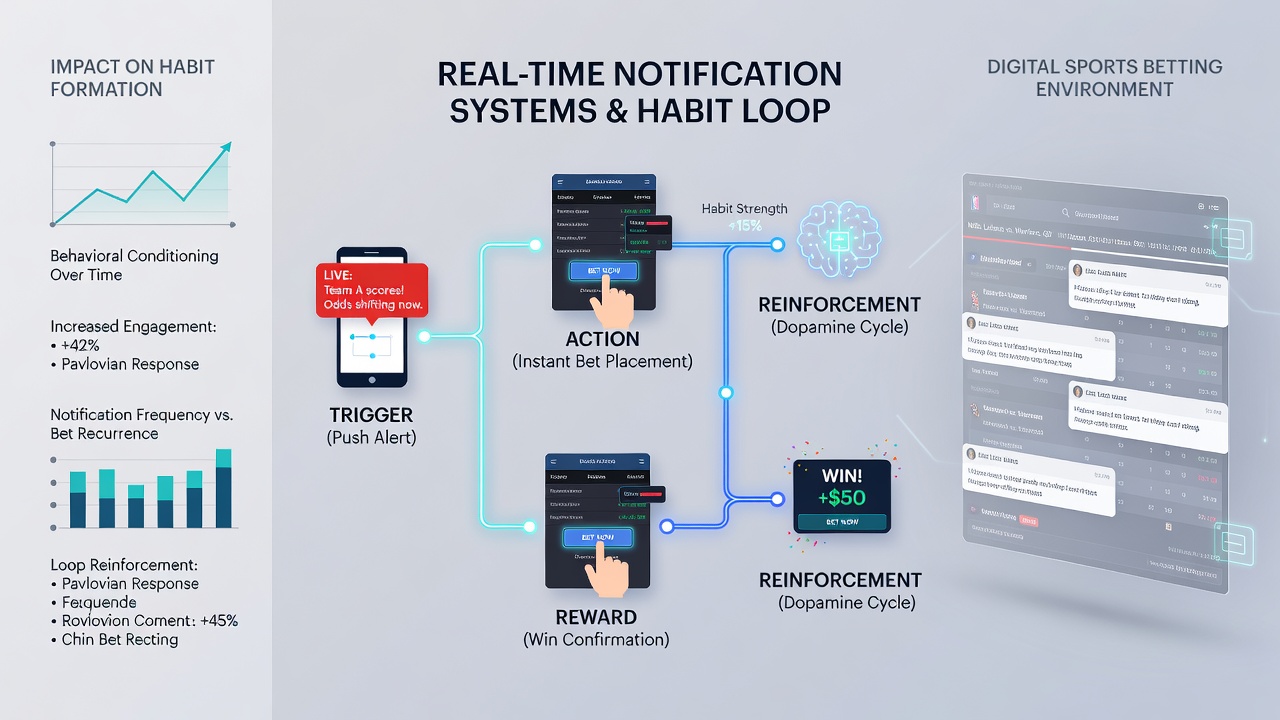 Data visualization of user engagement trends influenced by notification frequency in sports betting applications