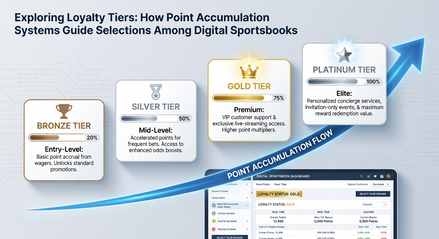 Digital interface screenshot showing tier progression dashboard and accumulated rewards in a sportsbook loyalty program