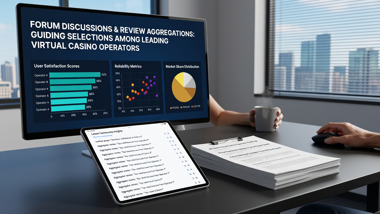 Aggregated review scores and forum comment sections displayed side by side on a comparison dashboard for virtual casinos