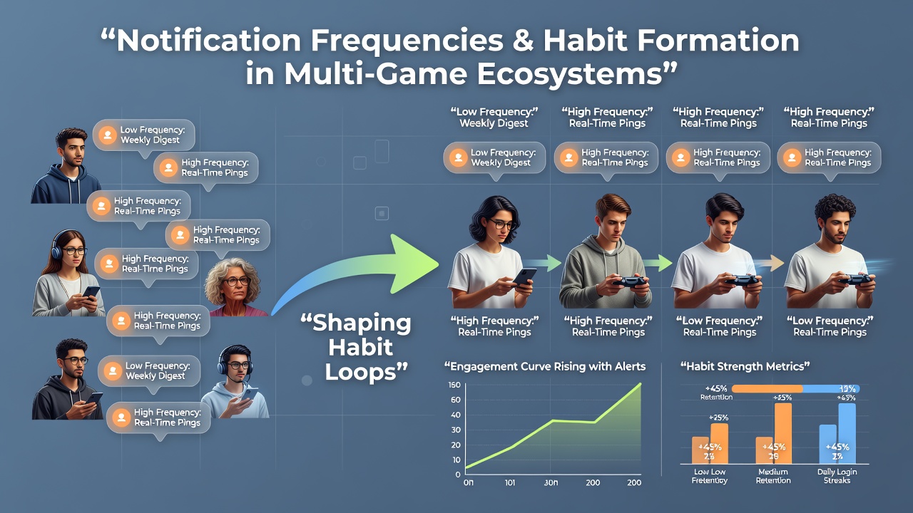 Multiple smartphone screens displaying gambling app notifications and user interaction patterns