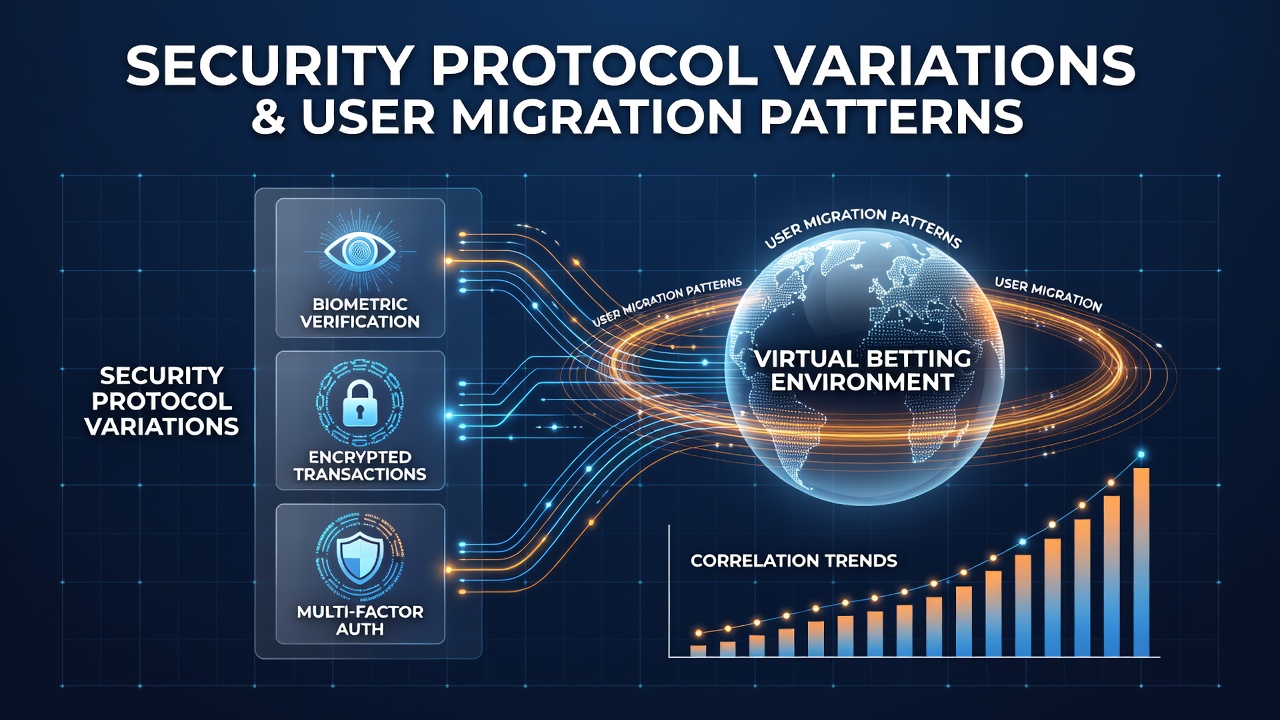 Digital interface showing layered security protocols in an online betting platform with encryption indicators and user migration arrows
