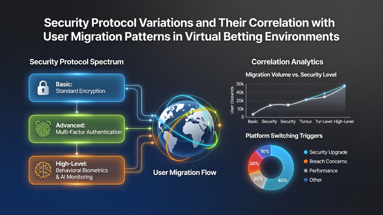 Analytics dashboard displaying user migration flows between virtual betting sites correlated with security protocol strength metrics